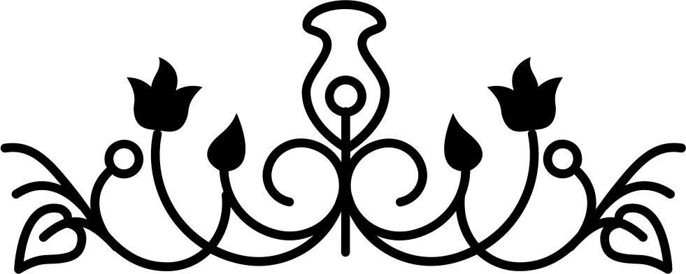 Flower Bell Outline Design Variant With Vines And Leaves - Flower Design Png Horizontal, Transparent Png PNG with transparent background