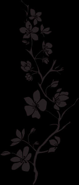 Elegant Floral Silhouette Black Background