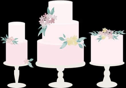 Elegant Floral Wedding Cakes PNG with transparent background