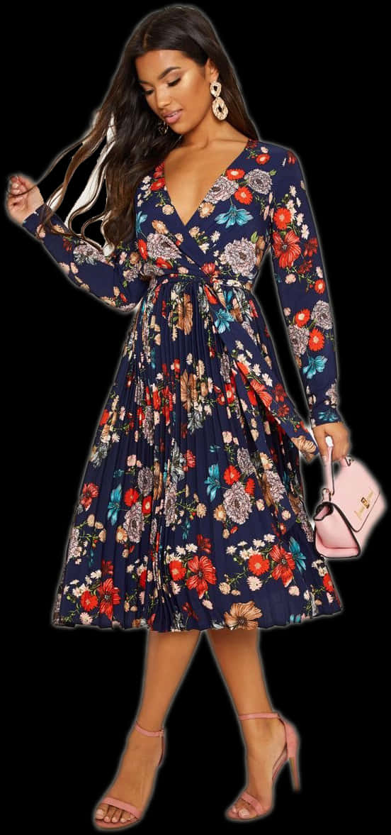 Elegant Floral Wrap Dress