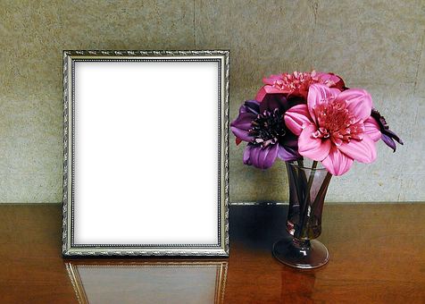 Elegant Frameand Flower Arrangement PNG with transparent background