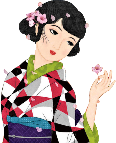 Elegant Geishain Colorful Kimono