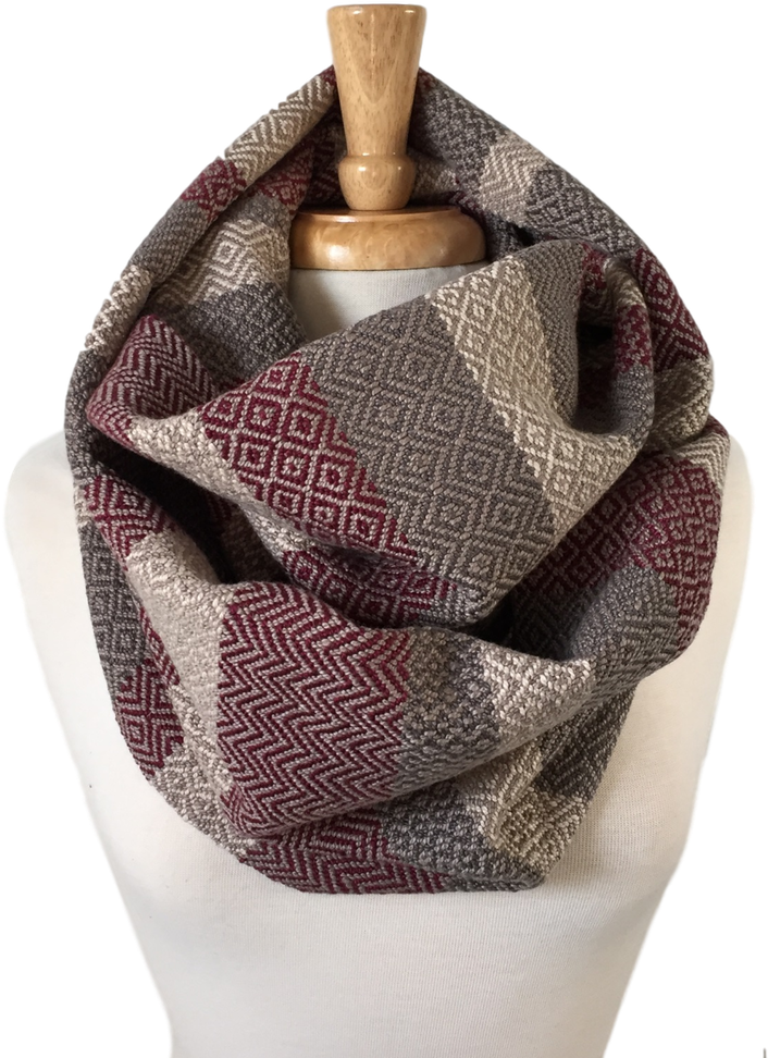 Oxblood, Cream And Charcoal Grey Woven Infinity Scarf - Scarf, HD Png Download PNG with transparent background