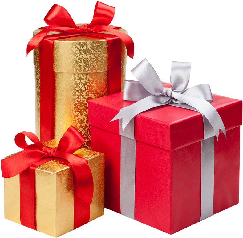 Elegant Gift Boxeswith Ribbons PNG with transparent background