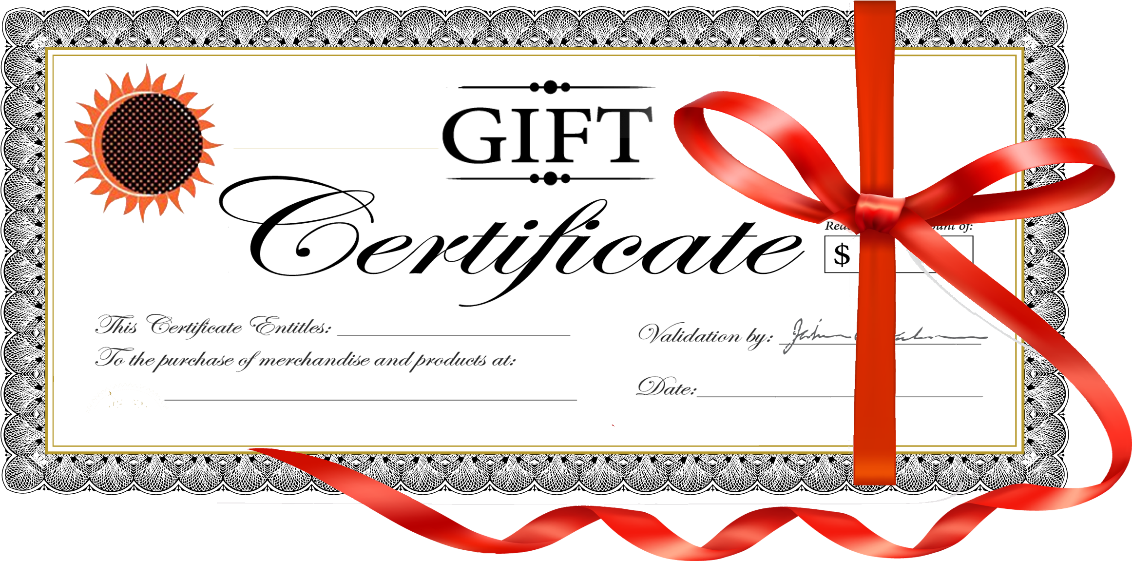 Elegant Gift Certificate Templatewith Ribbon