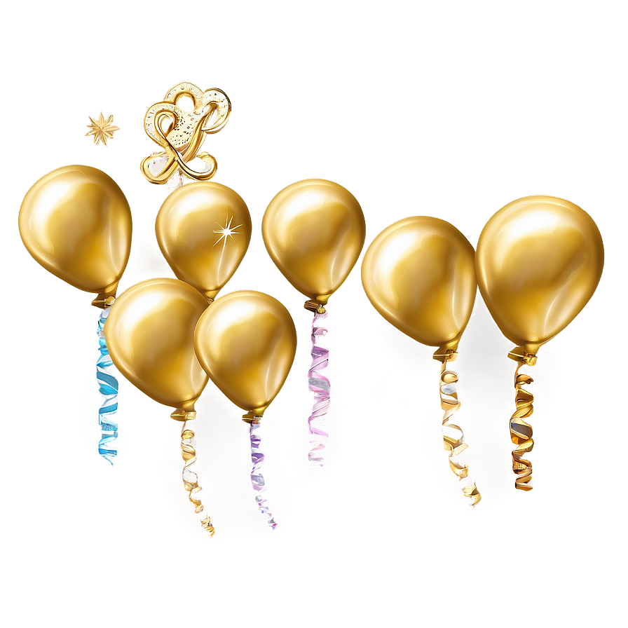 Elegant Gold Balloons PNG yst PNG image with a transparent background, free high-resolution download