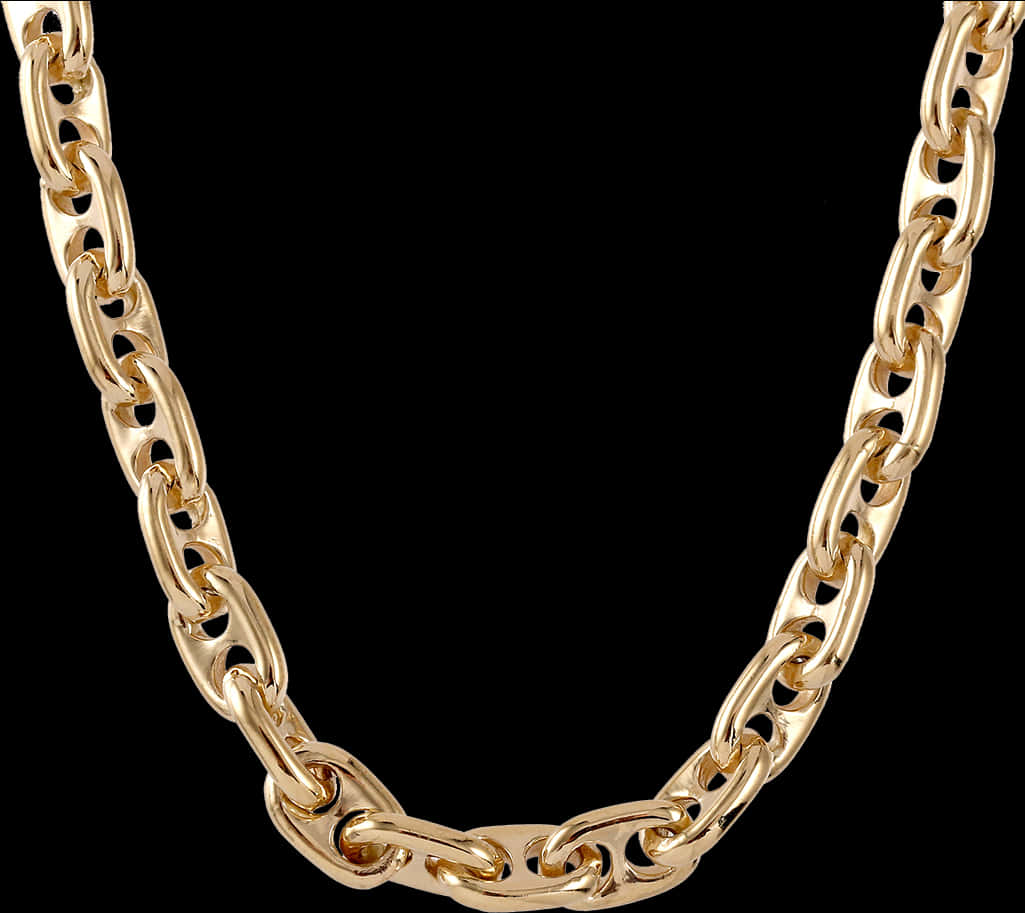 Elegant Gold Chain Link Design PNG with transparent background
