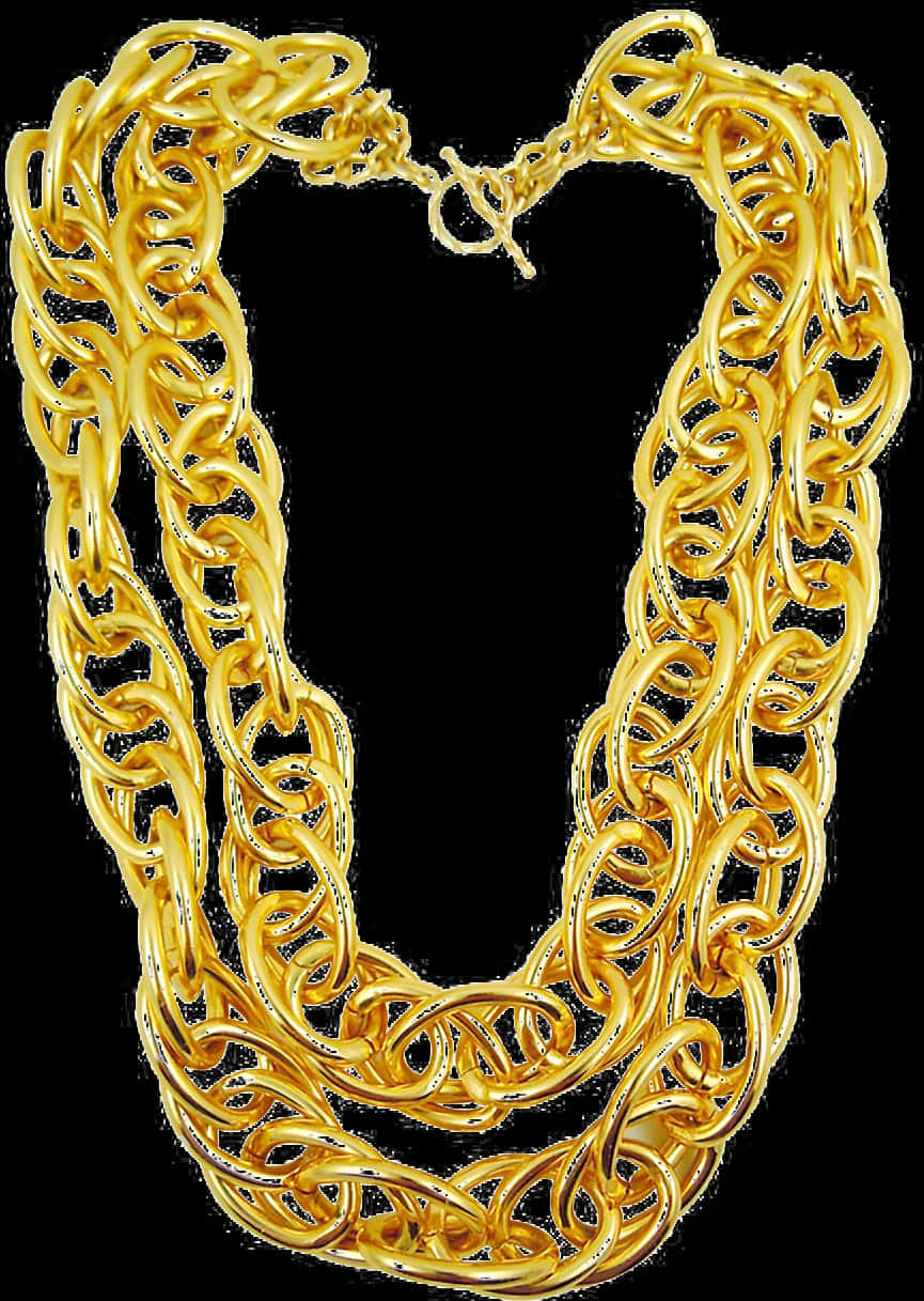 Elegant Gold Chain Necklace PNG with transparent background