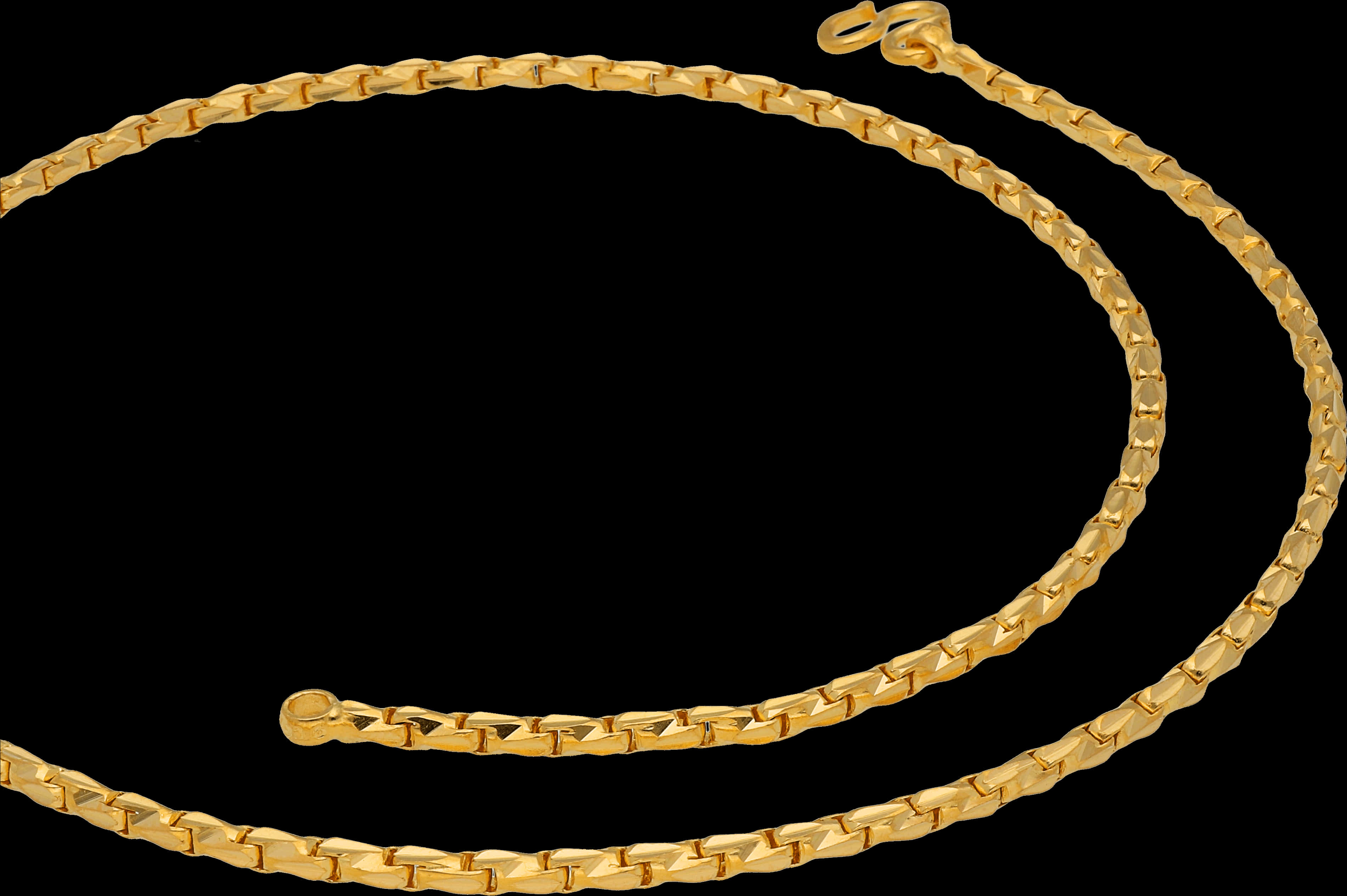 Elegant Gold Chainon Black Background PNG with transparent background