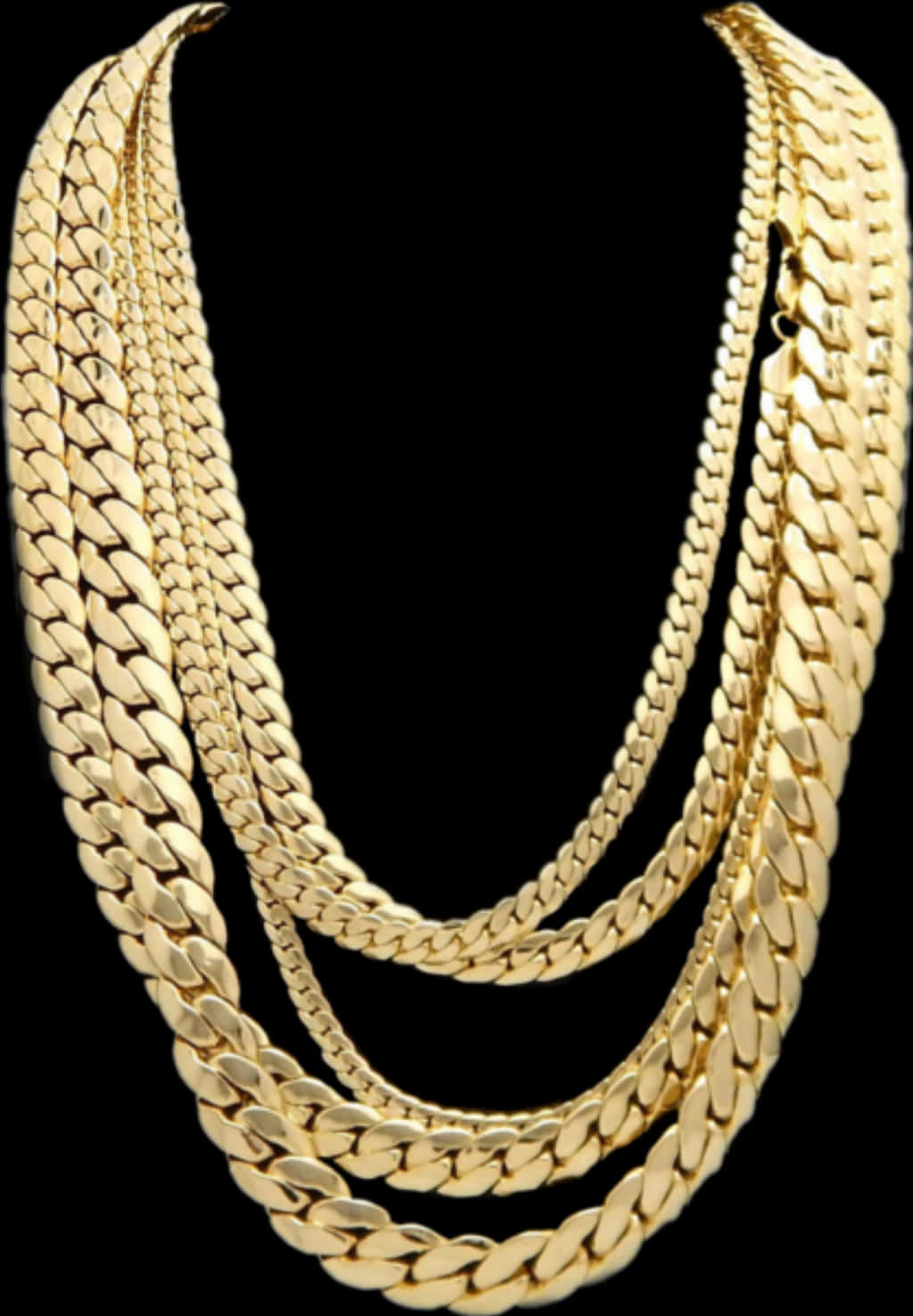 Elegant Gold Chains Black Background PNG with transparent background