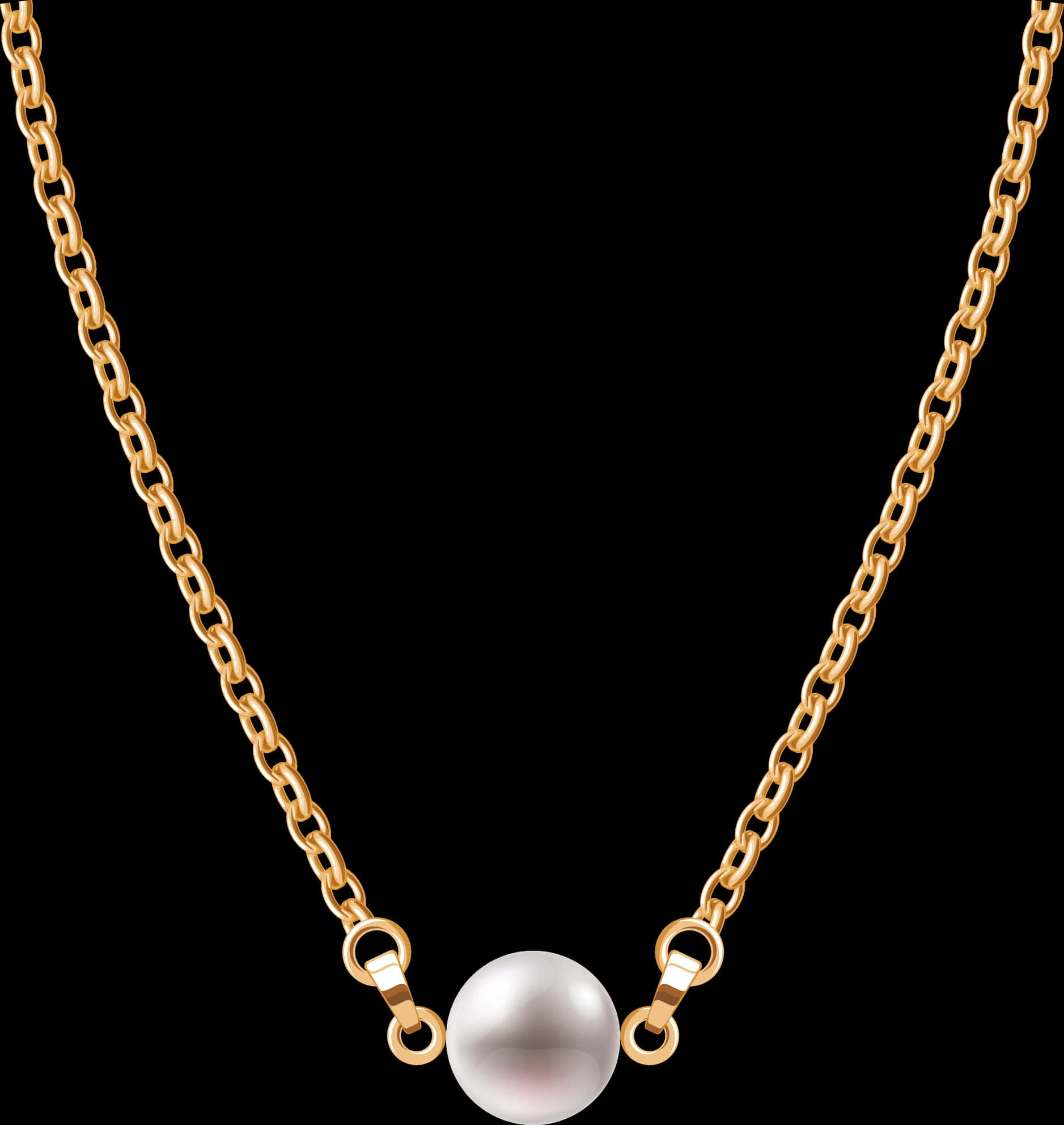 Elegant Gold Chainwith Pearl Pendant PNG with transparent background