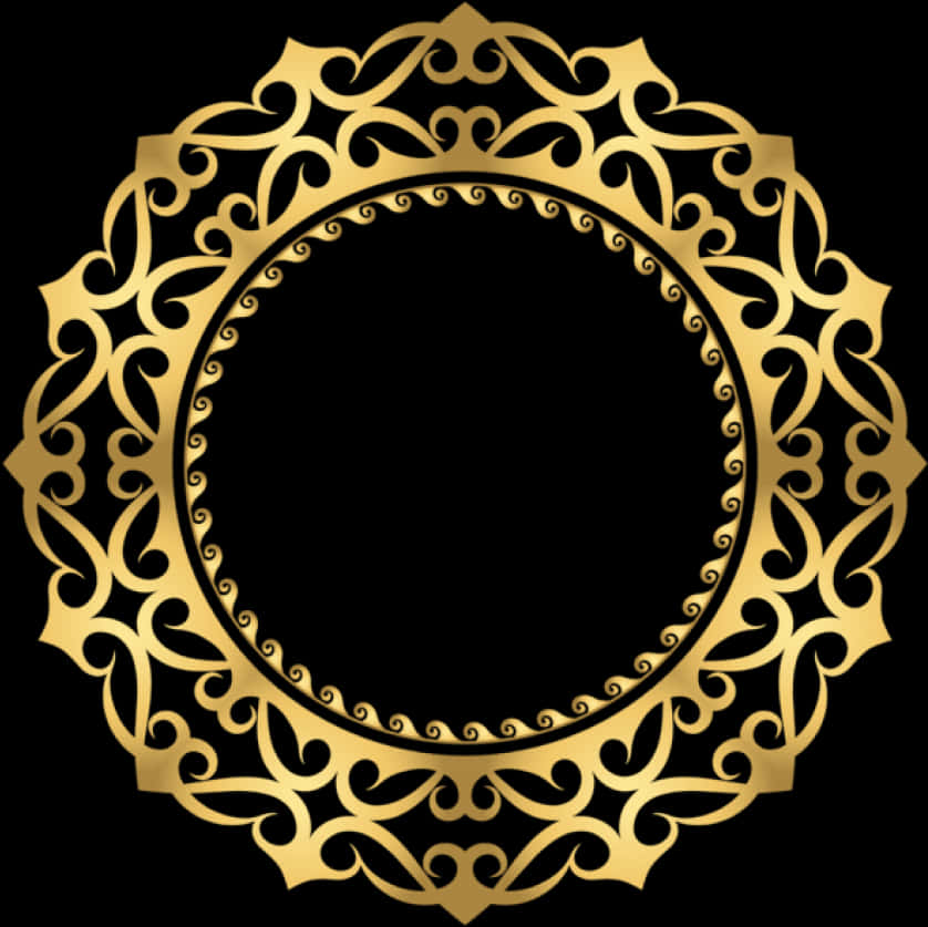 Elegant Gold Circle Frame PNG image with a transparent background, free high-resolution download