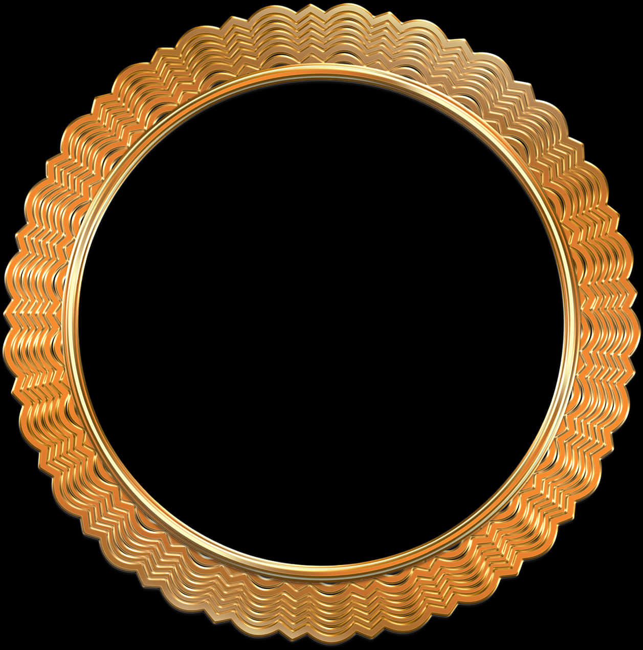 Elegant Gold Circle Frame PNG image with a transparent background, free high-resolution download
