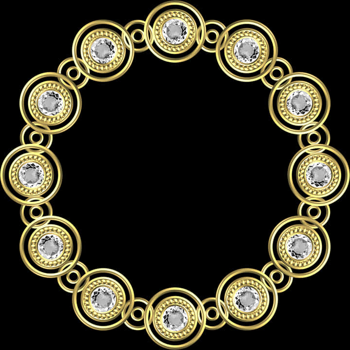 Elegant Gold Circle Framewith Diamonds PNG image with a transparent background, free high-resolution download