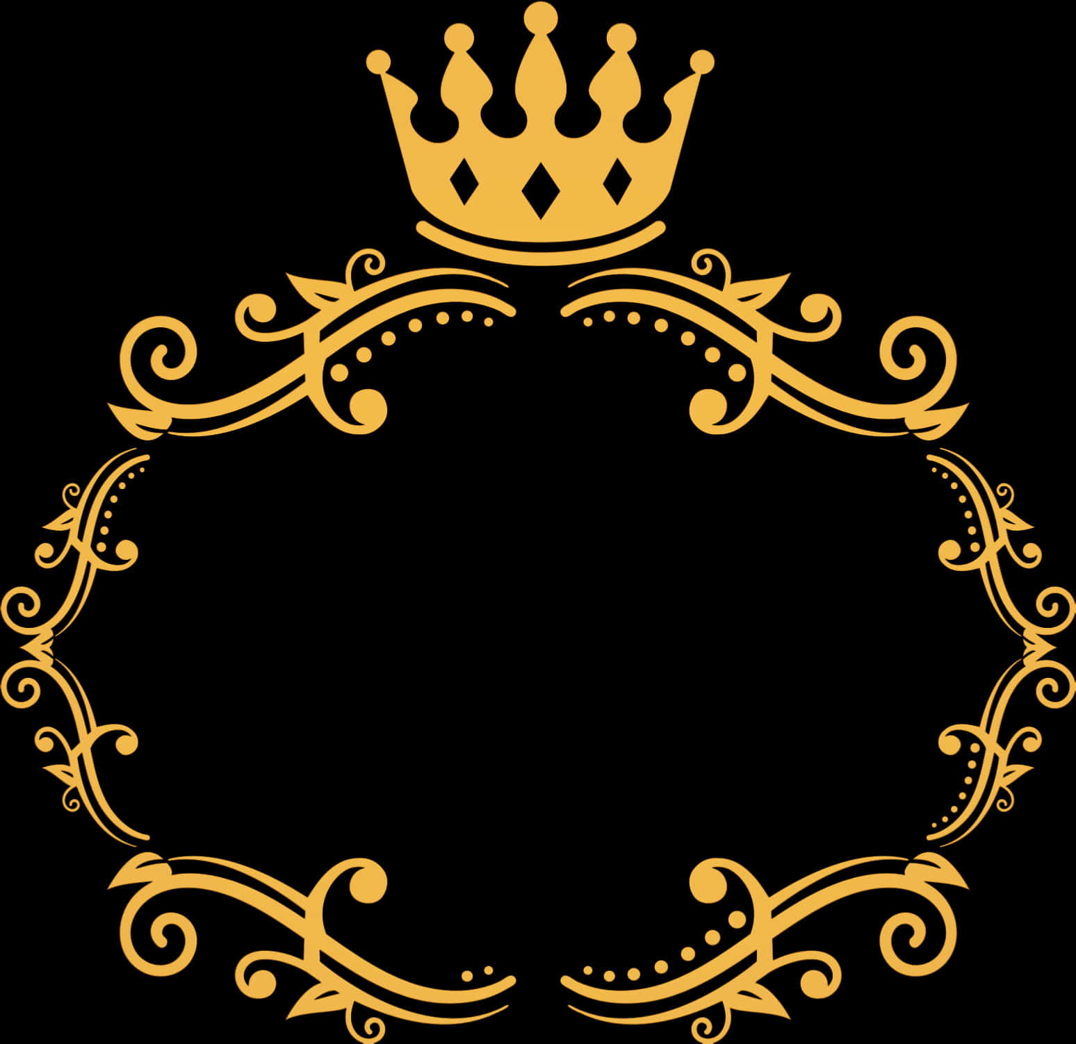 Elegant Gold Crown Frame PNG image with a transparent background, free high-resolution download