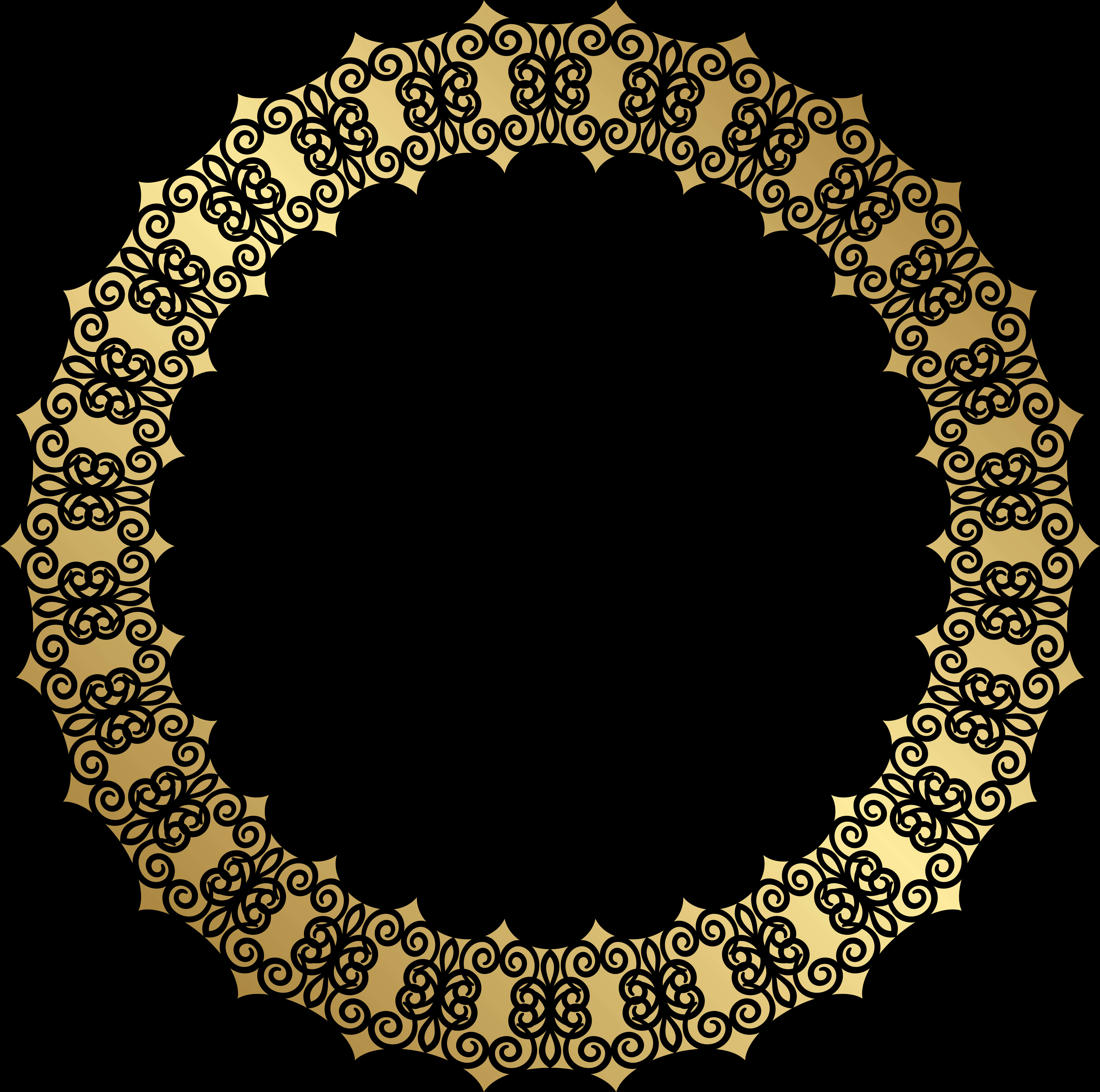 Elegant Gold Floral Border Design PNG image with a transparent background, free high-resolution download
