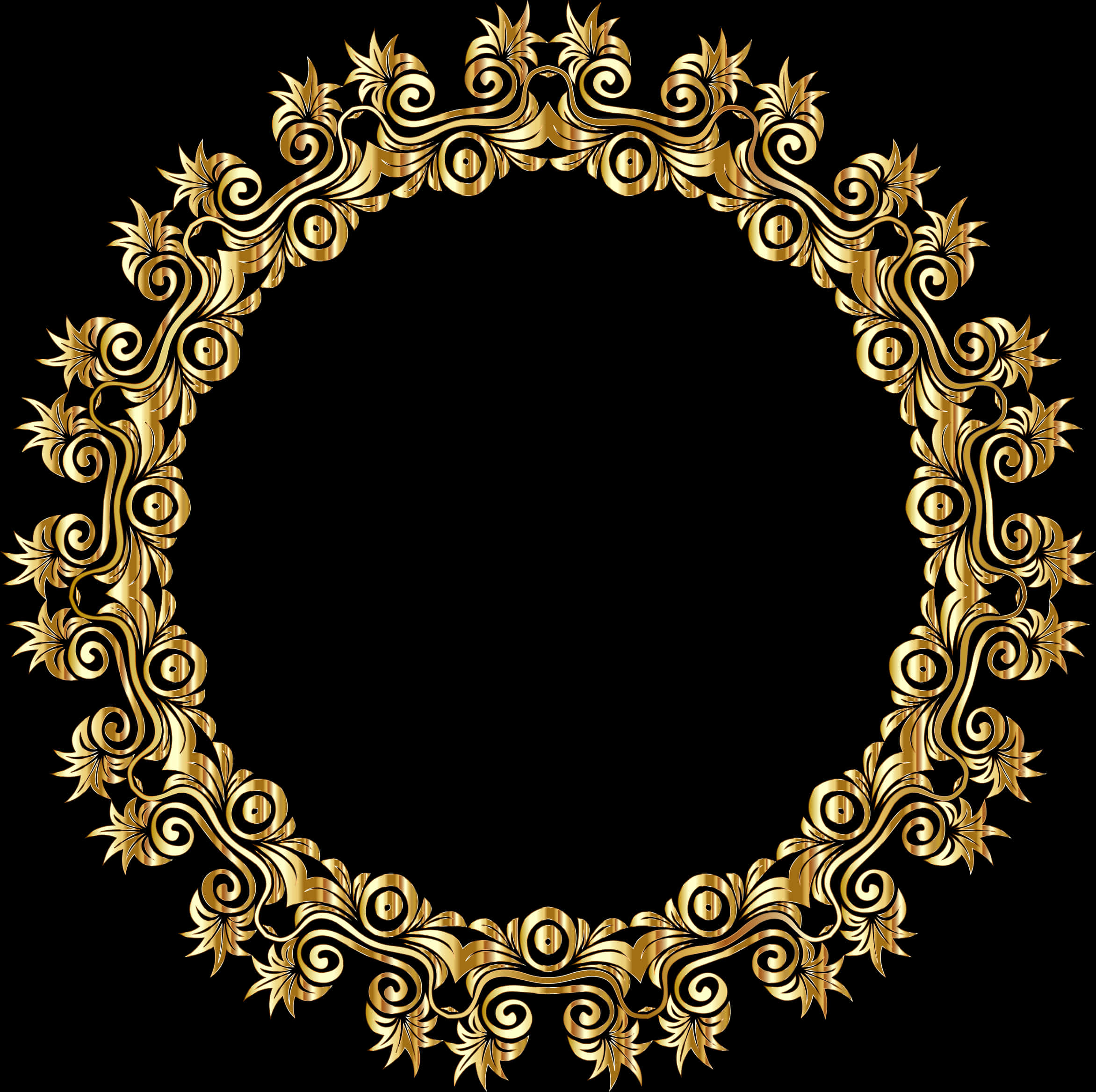 Elegant Gold Floral Circle Frame