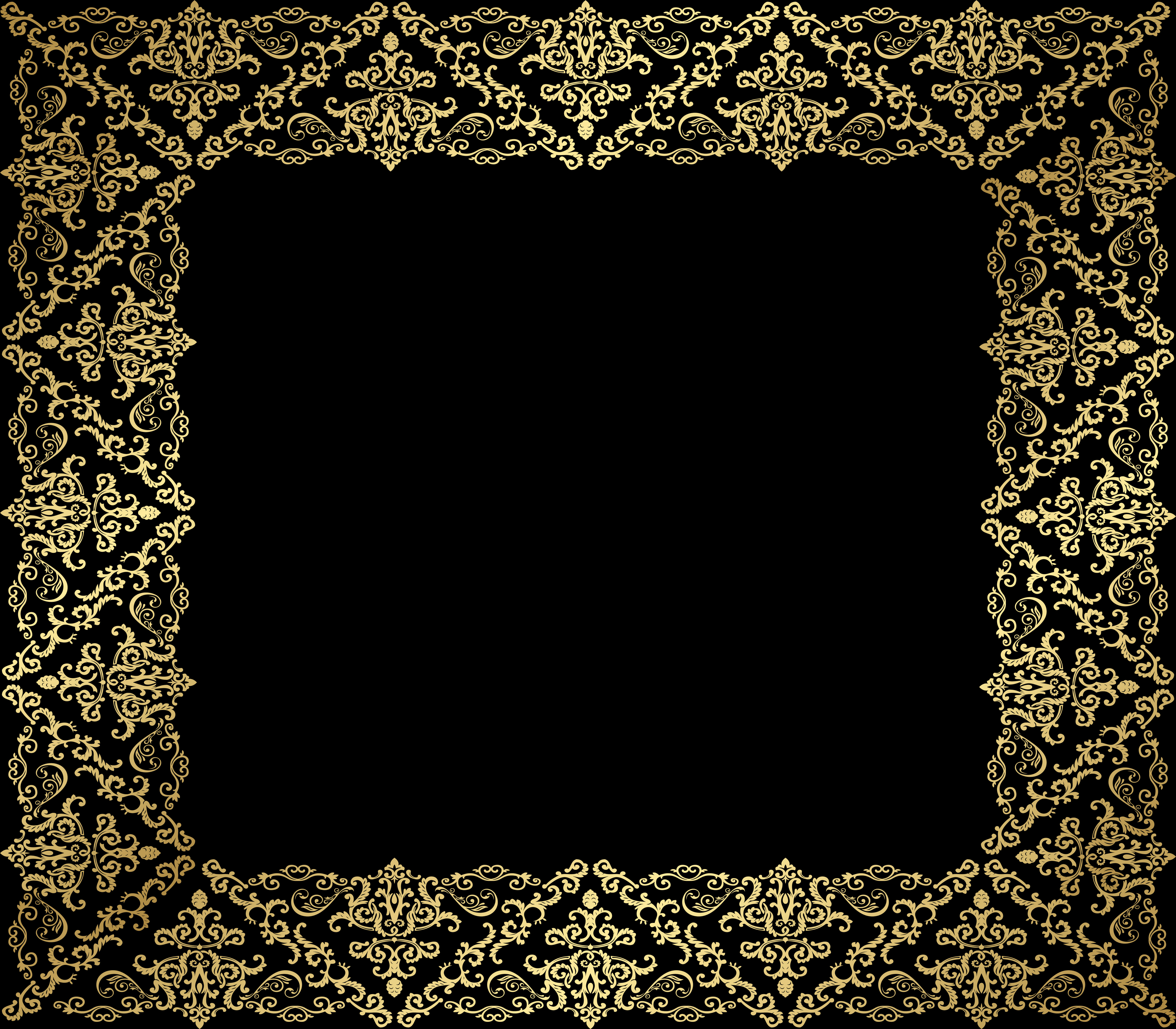 Elegant Gold Floral Frame PNG image with a transparent background, free high-resolution download