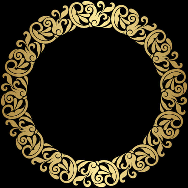 Elegant Gold Floral Frame PNG image with a transparent background, free high-resolution download