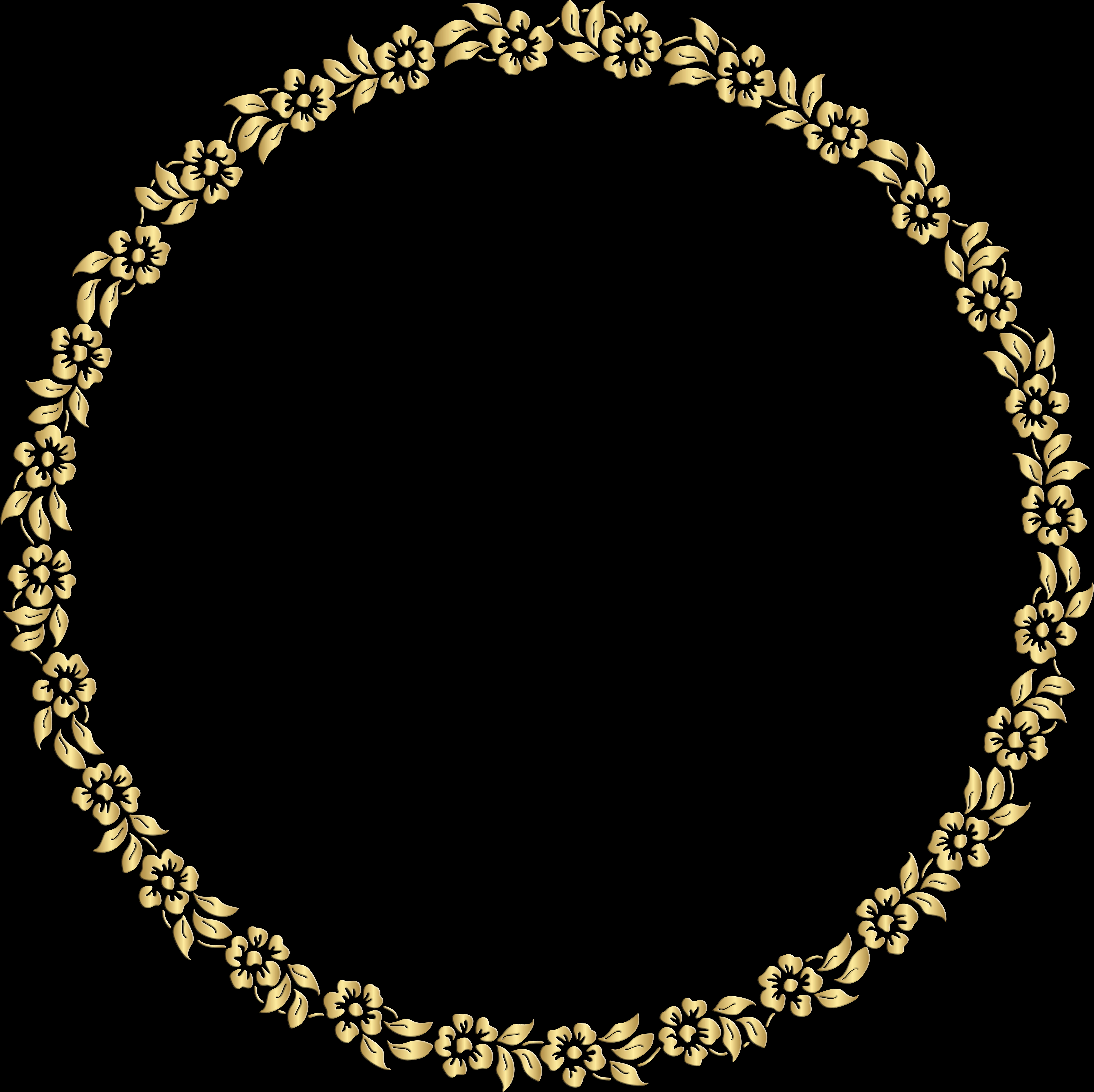 Elegant Gold Floral Frame PNG image with a transparent background, free high-resolution download