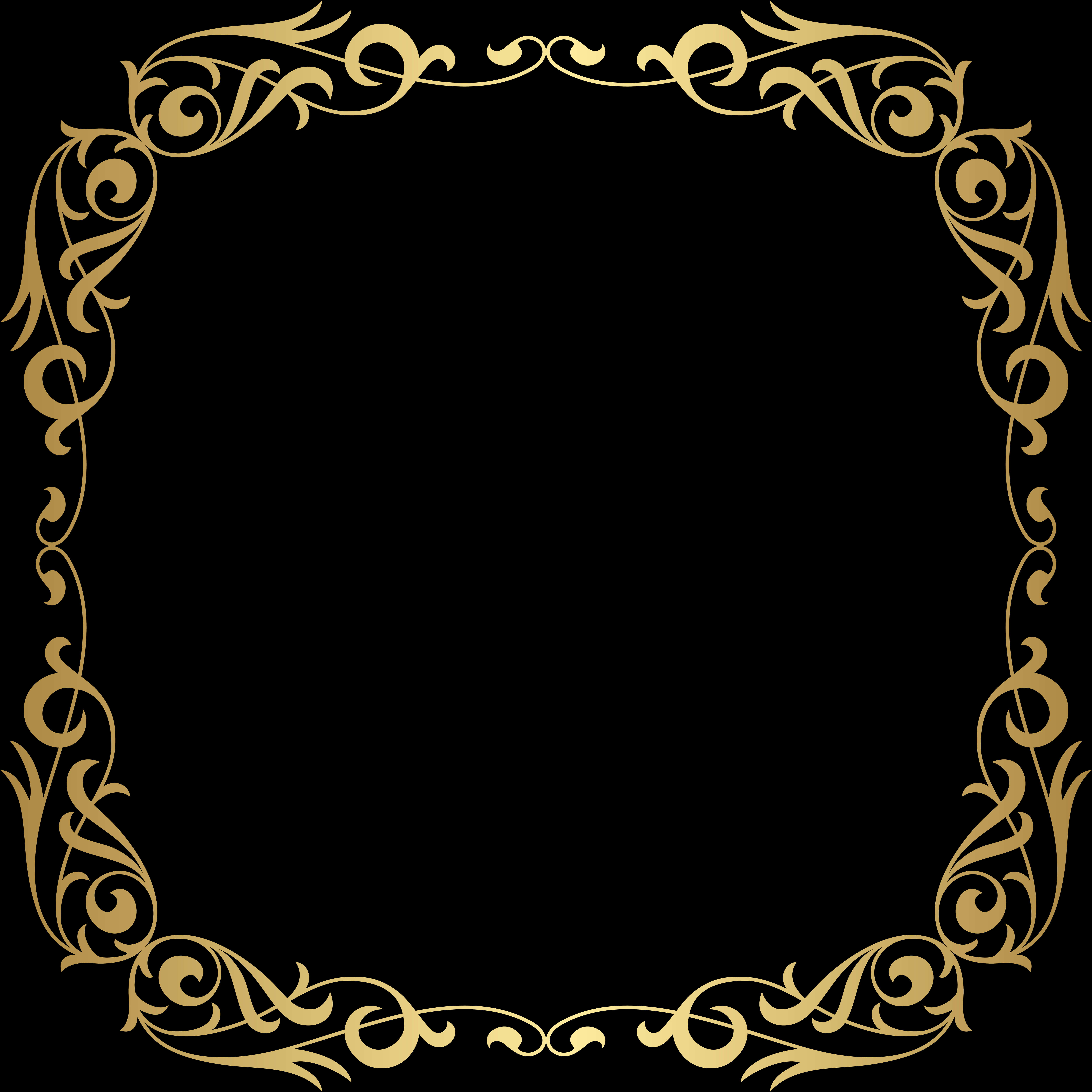 Elegant Gold Floral Frame PNG image with a transparent background, free high-resolution download