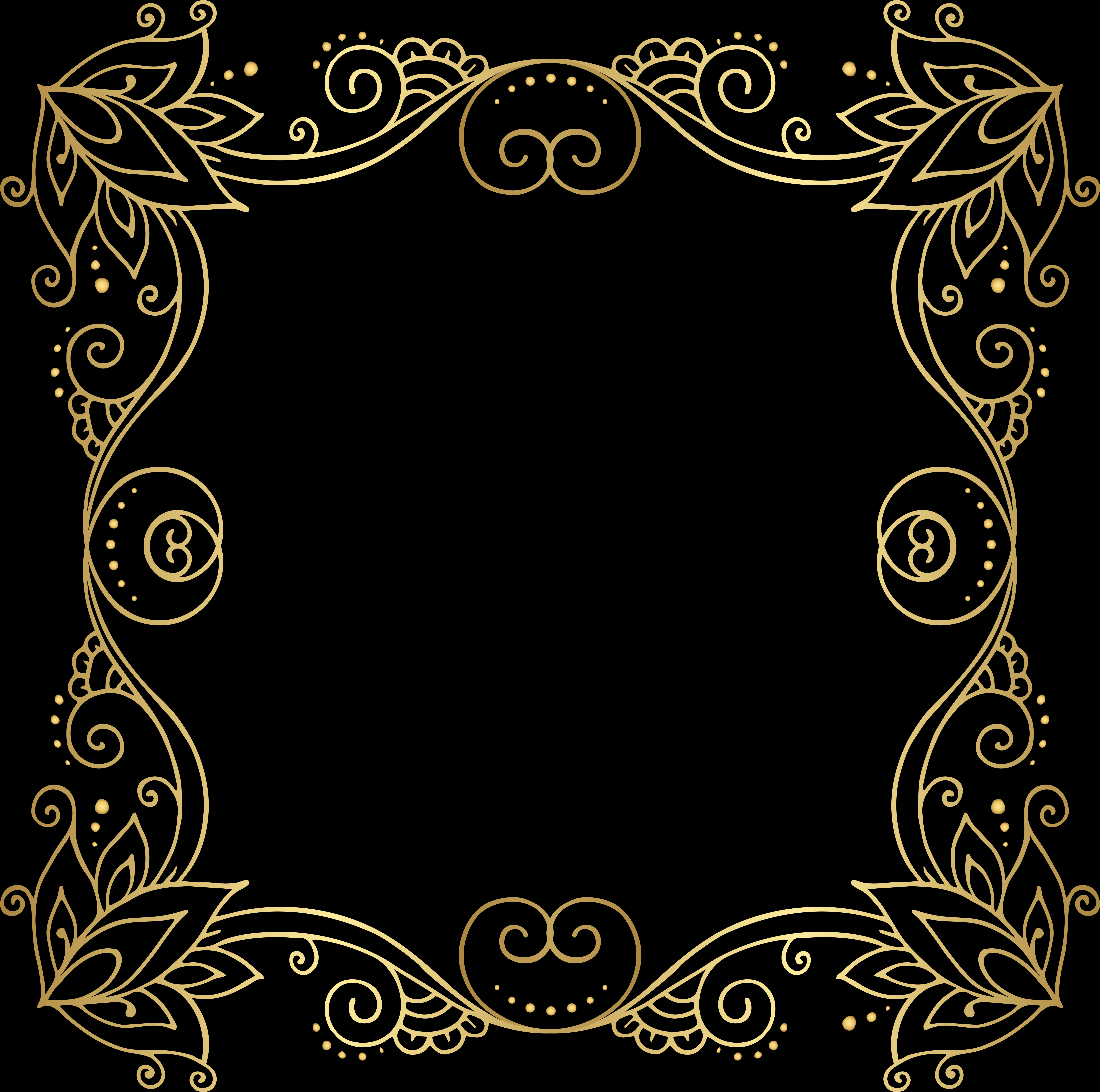 Elegant Gold Floral Frame PNG image with a transparent background, free high-resolution download