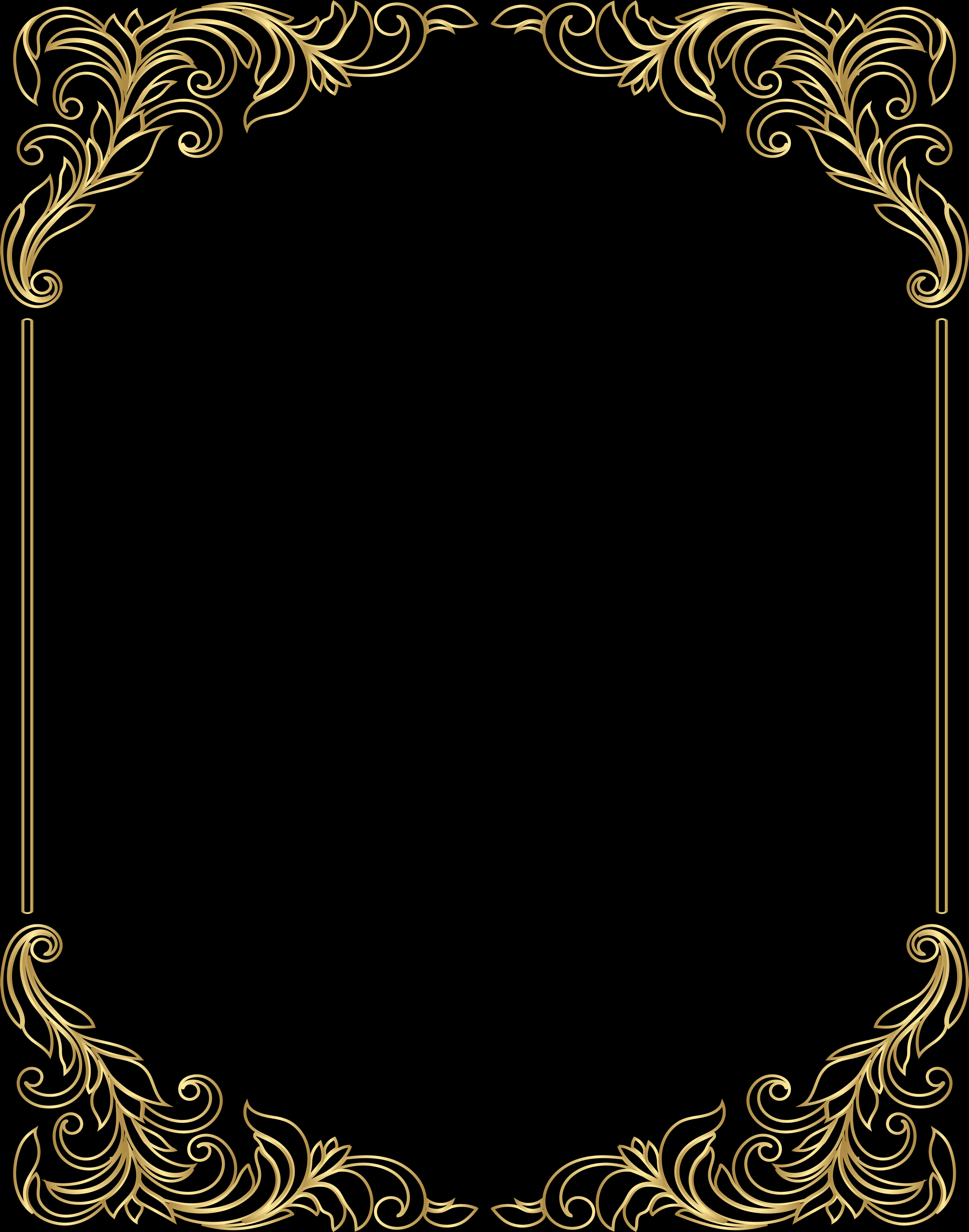 Elegant Gold Floral Frame PNG image with a transparent background, free high-resolution download