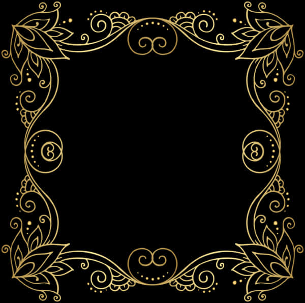 Elegant Gold Floral Frame PNG image with a transparent background, free high-resolution download