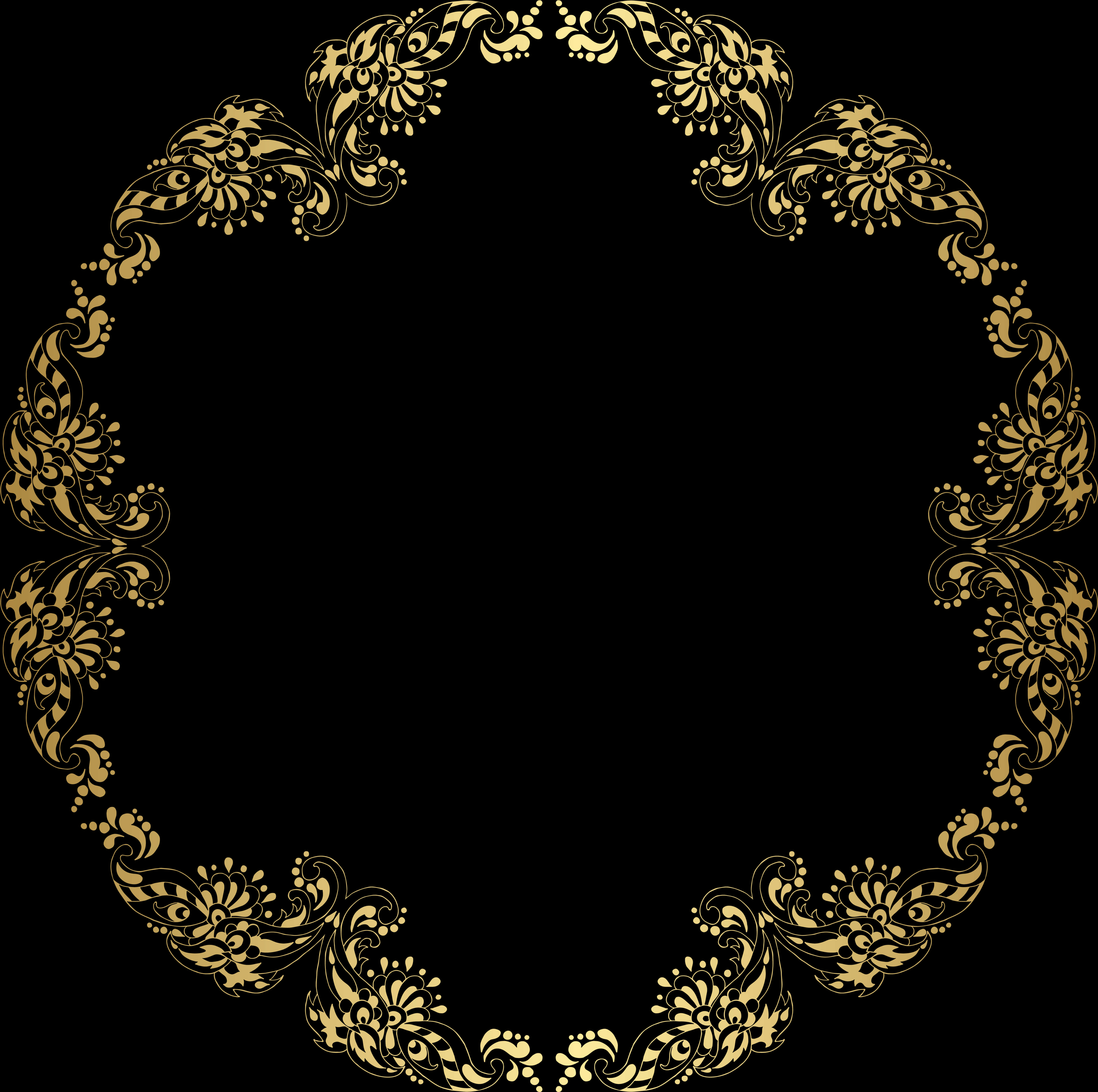 Elegant Gold Floral Frame PNG image with a transparent background, free high-resolution download