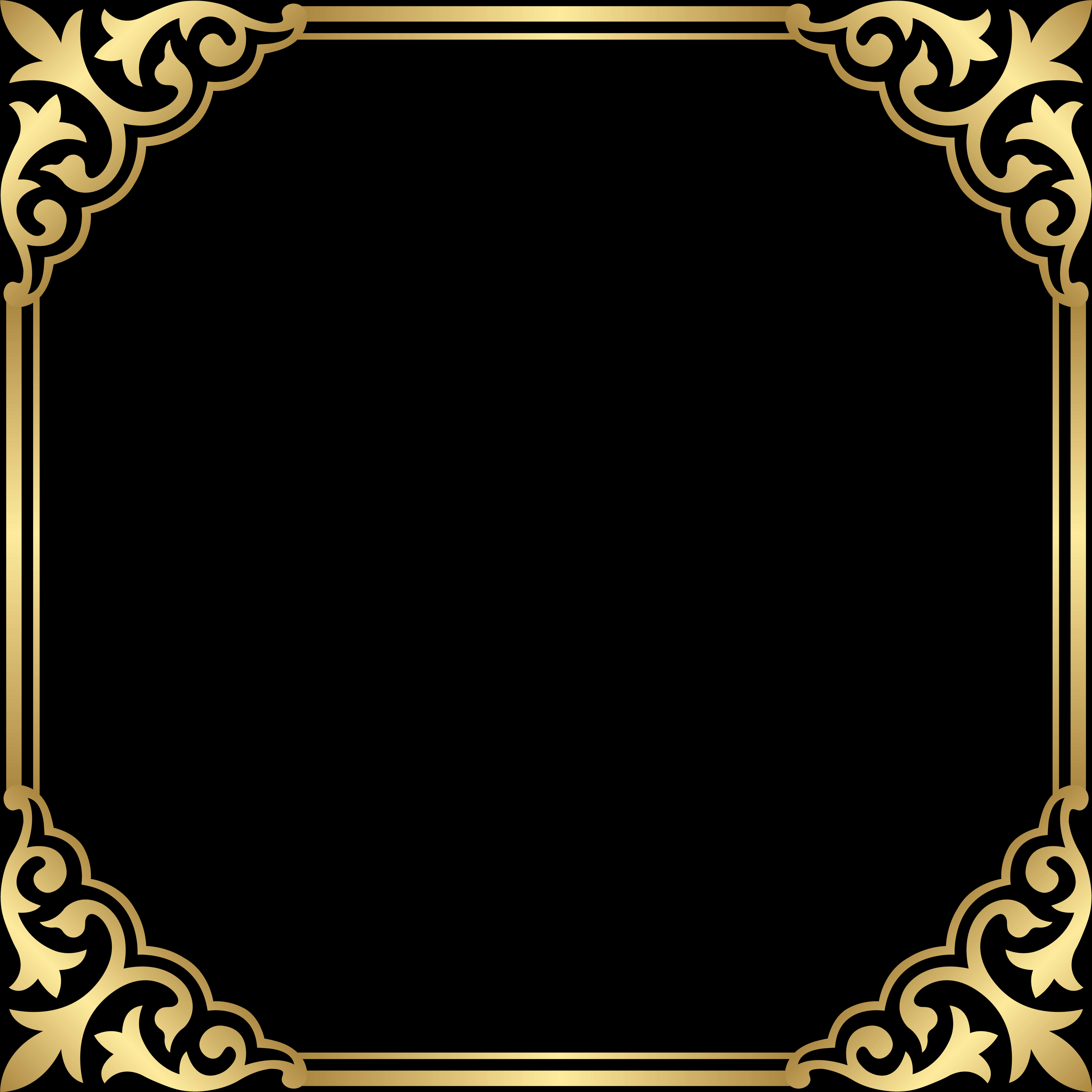 Elegant Gold Frame Design PNG image with a transparent background, free high-resolution download