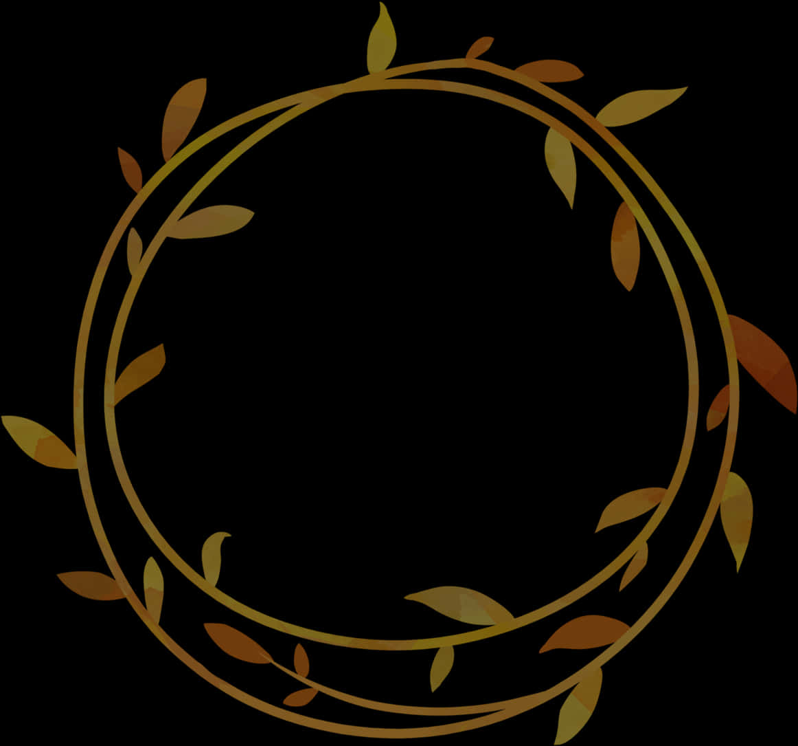 Elegant Gold Leaf Circle Frame PNG image with a transparent background, free high-resolution download