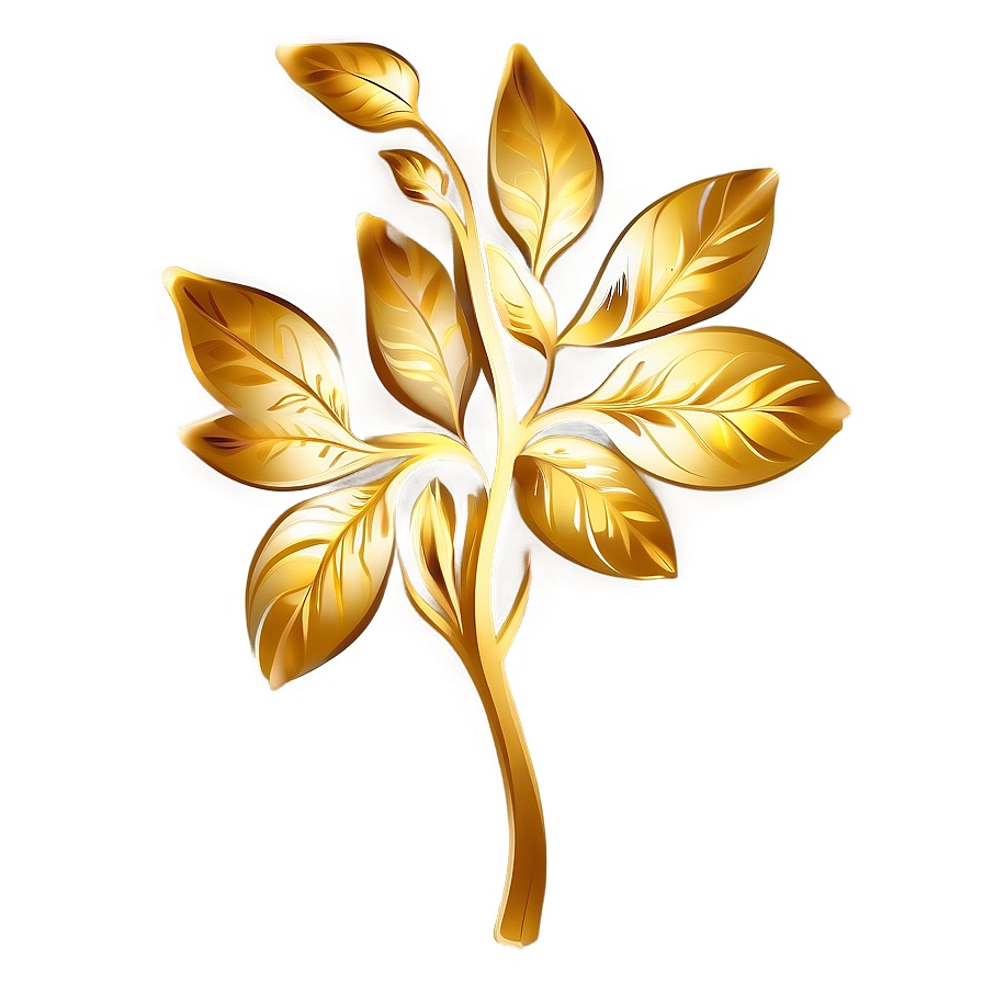 Elegant Gold Leaf Design Png Ivp