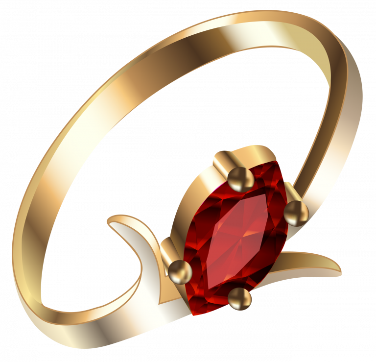 Elegant Gold Ringwith Red Gemstone