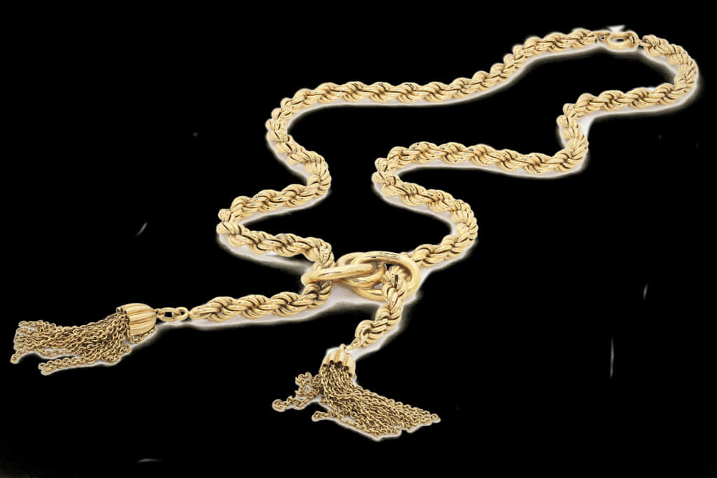 Elegant Gold Tassel Chain.jpg PNG with transparent background