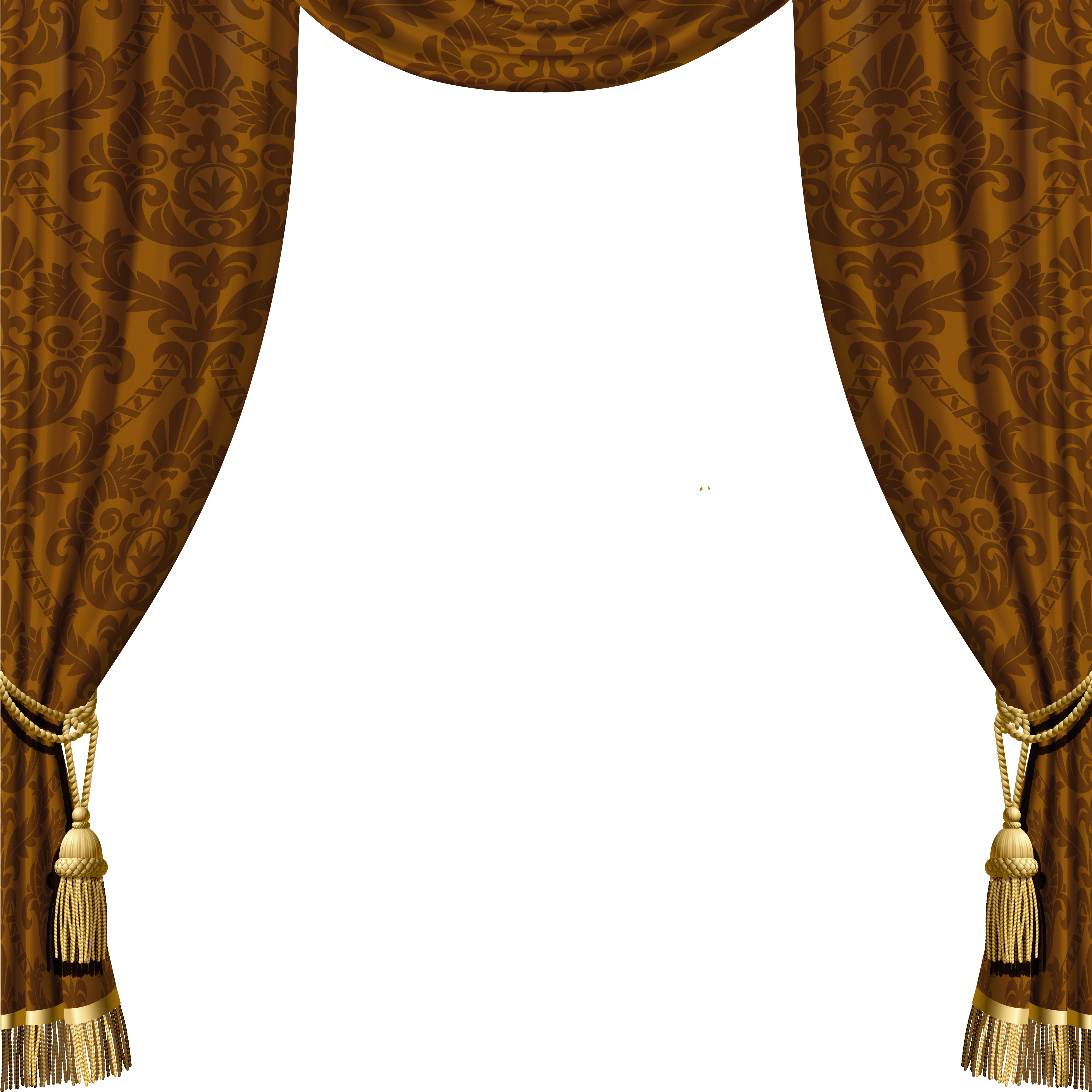 Elegant Golden Curtains Stage Backdrop PNG with transparent background