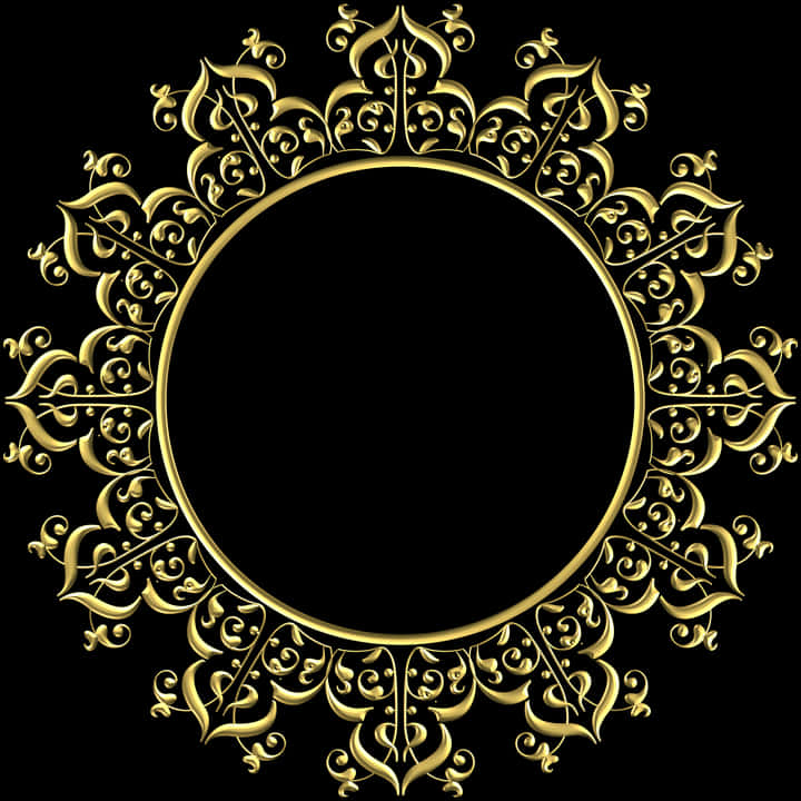 Elegant Golden Floral Frame PNG image with a transparent background, free high-resolution download