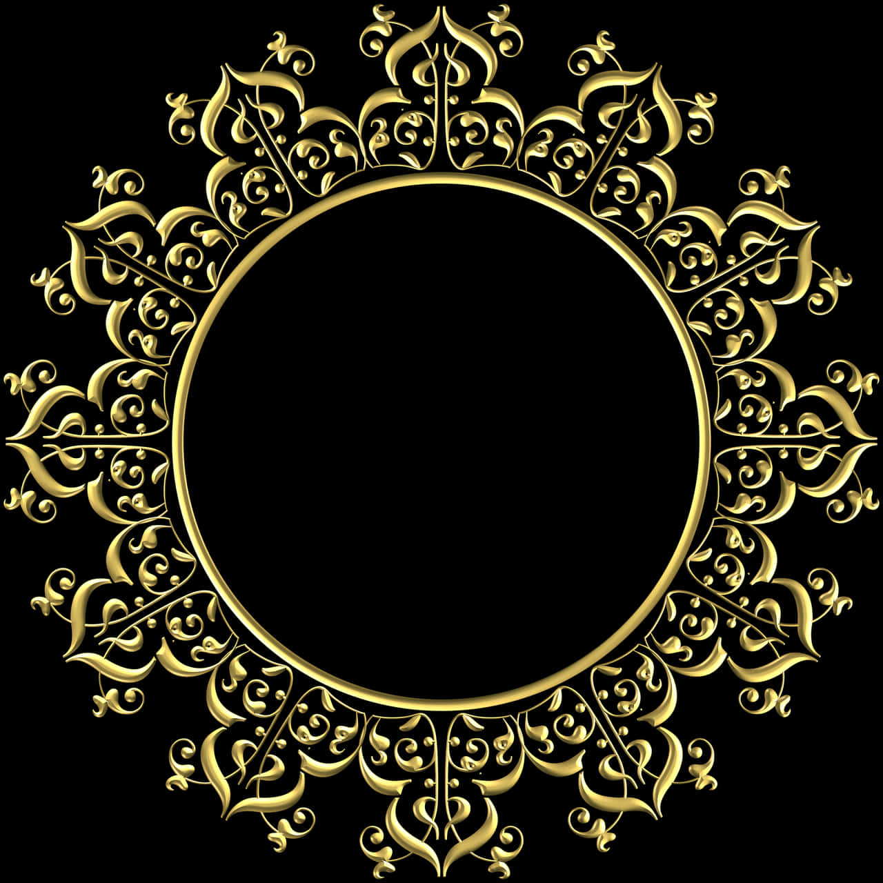 Elegant Golden Floral Frame PNG image with a transparent background, free high-resolution download