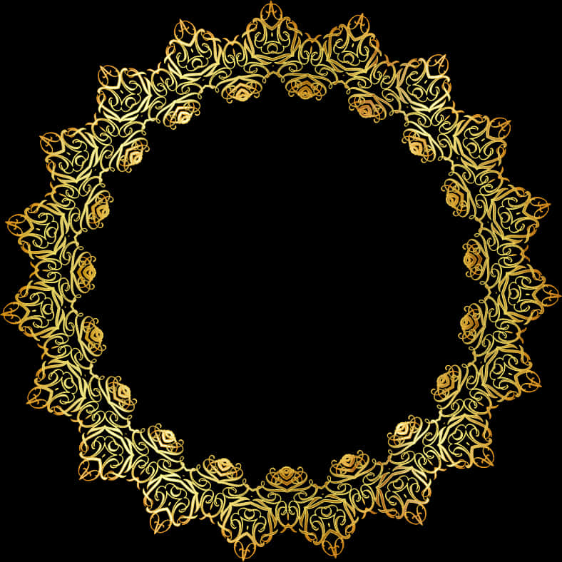 Elegant Golden Floral Frame PNG image with a transparent background, free high-resolution download