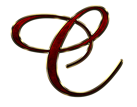 Elegant Golden Letter E Design PNG with transparent background