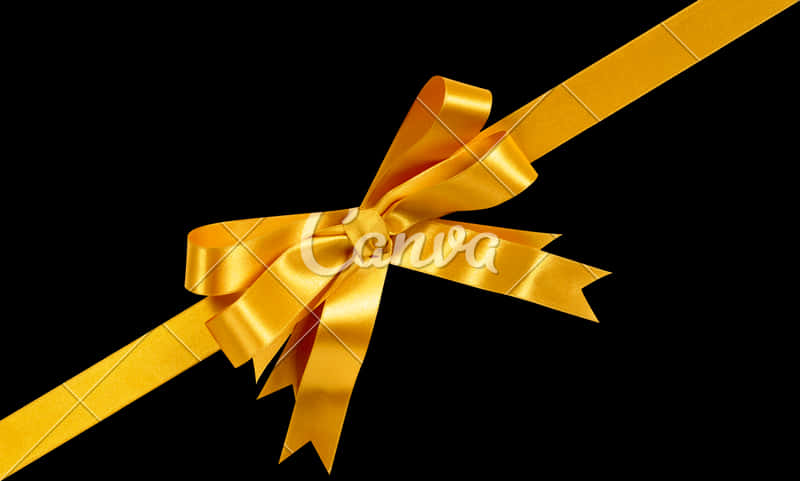 Elegant Golden Ribbonon Black Background