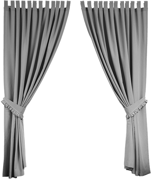 Elegant Gray Curtains Tied Back PNG with transparent background