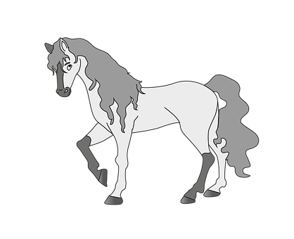 Elegant Gray Horse Illustration PNG with transparent background