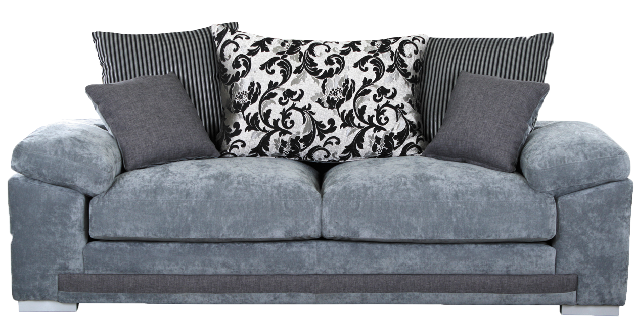 Elegant Gray Velvet Sofa With Pillows