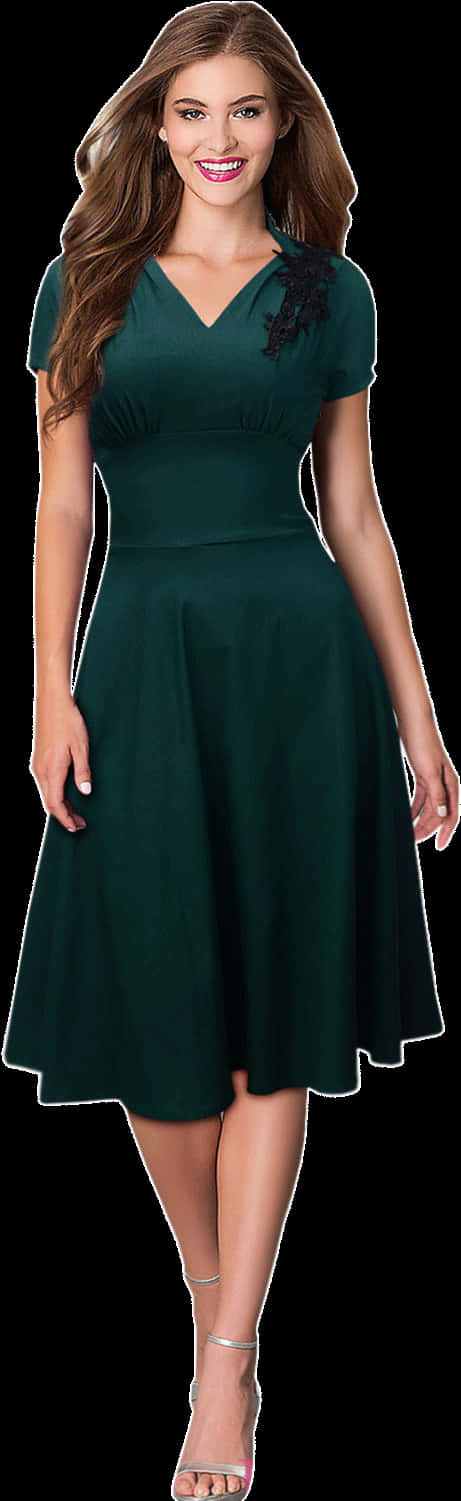 Elegant Green A Line Dress