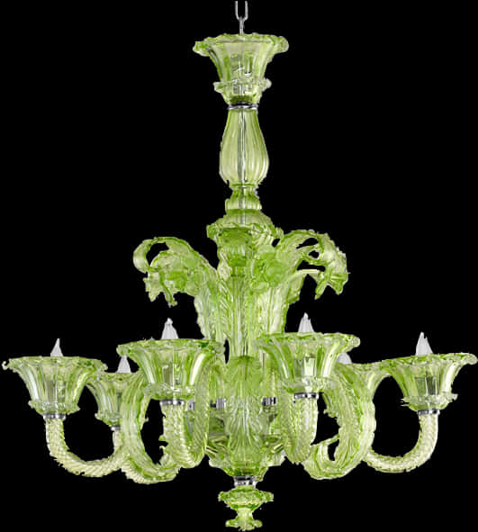 Elegant Green Glass Chandelier