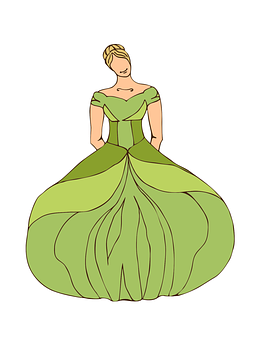 Elegant Green Gown Illustration