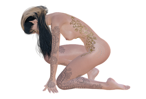 Elegant Henna Tattooed Woman