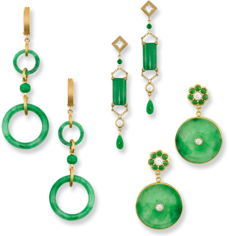 Elegant Jade Earrings Collection PNG with transparent background