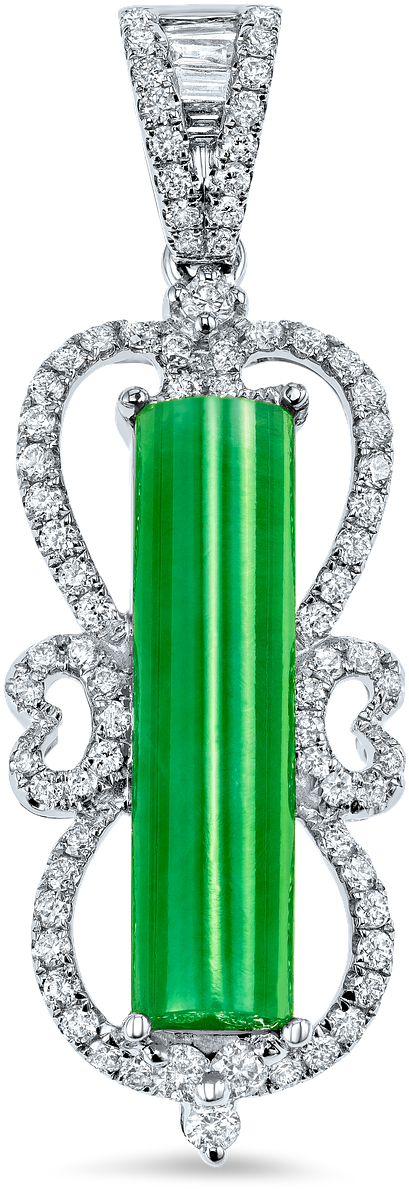 Elegant Jade Pendant Diamond Encrusted PNG with transparent background