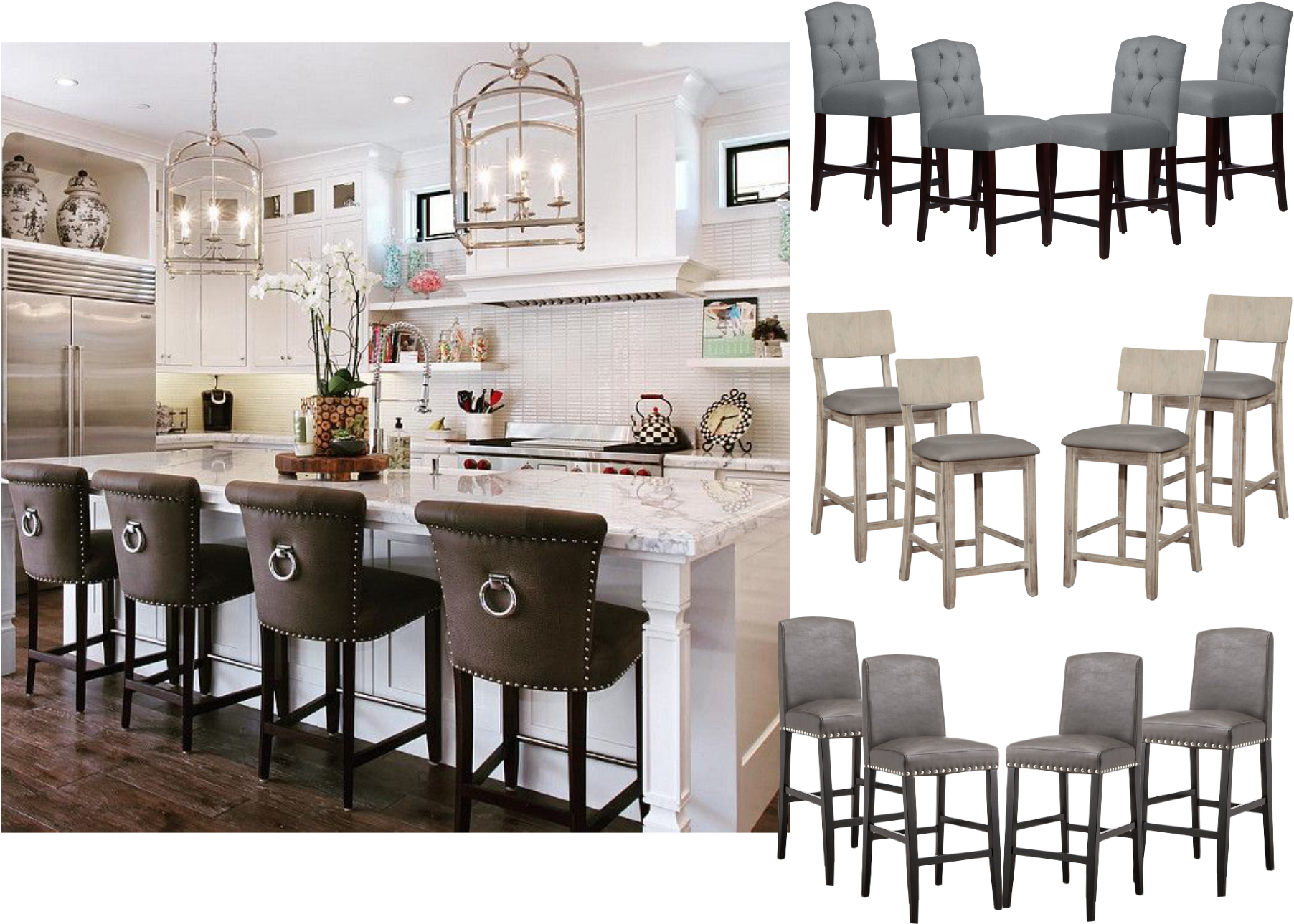 White Kitchen Islands With Barstools, HD Png Download PNG with transparent background